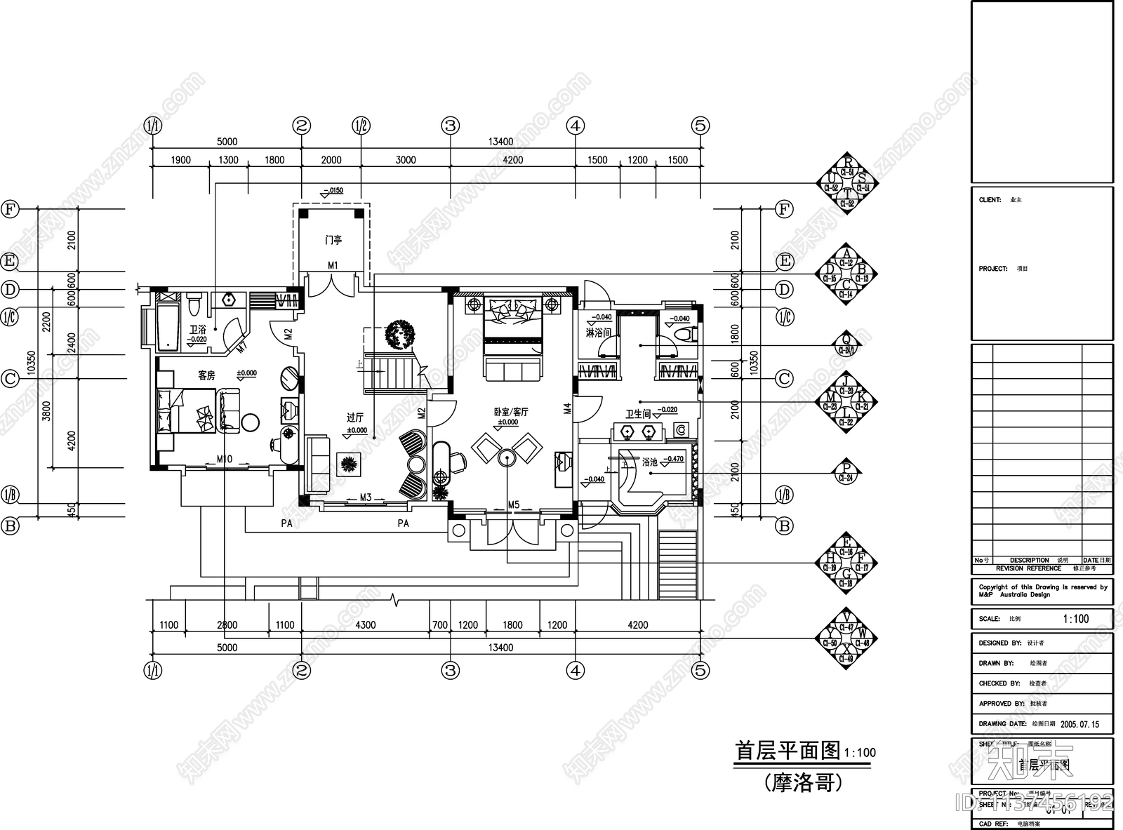 别墅装修cad施工图下载【ID:1137456192】