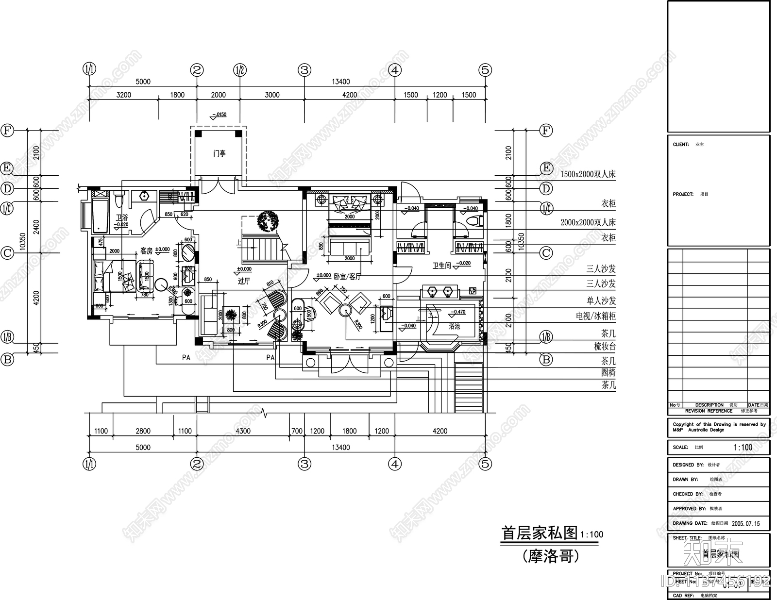 别墅装修cad施工图下载【ID:1137456192】