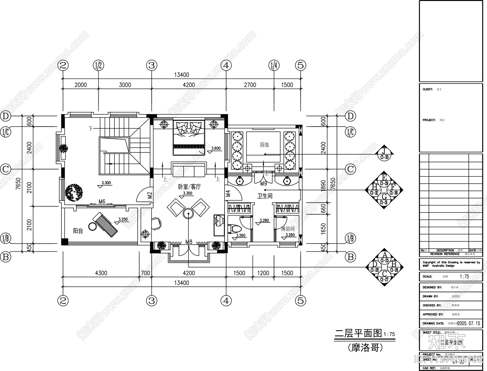 别墅装修cad施工图下载【ID:1137456192】