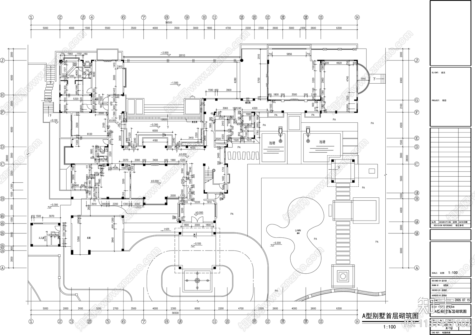 别墅装修cad施工图下载【ID:1137457603】