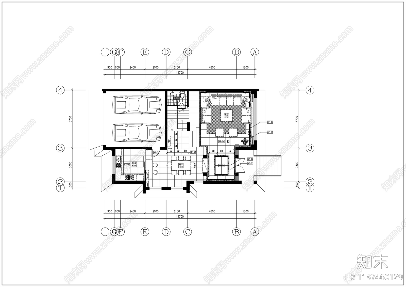 别墅装修cad施工图下载【ID:1137460129】