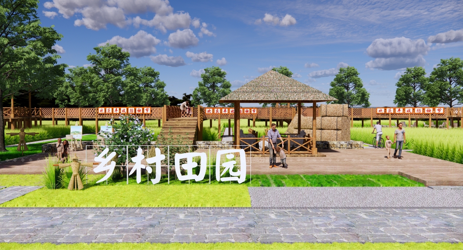 现代乡村农场公园景观SU模型下载【ID:1137461294】