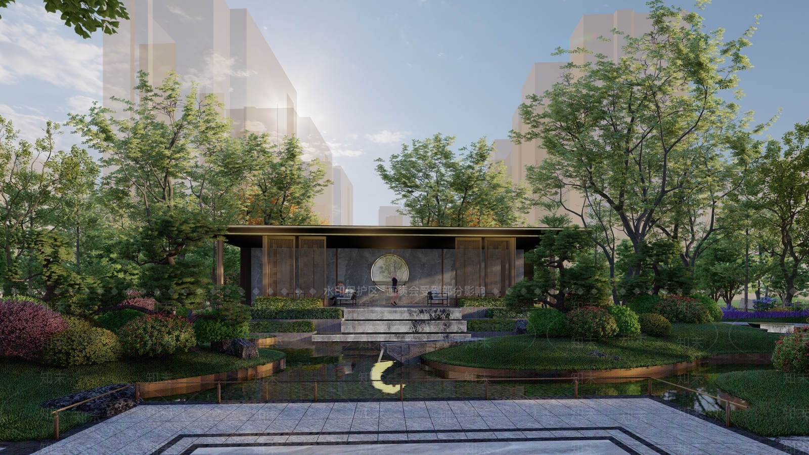 新中式示范区景观SU模型下载【ID:1137516512】