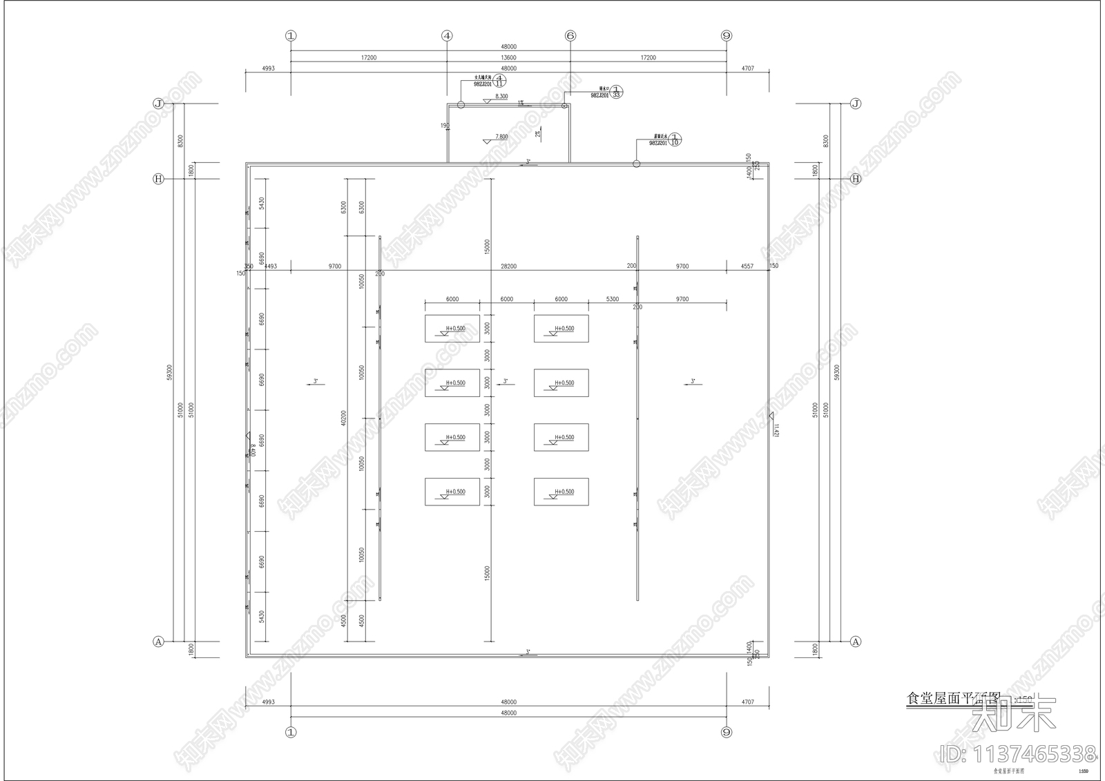 现代风格两层食堂建筑cad施工图下载【ID:1137465338】