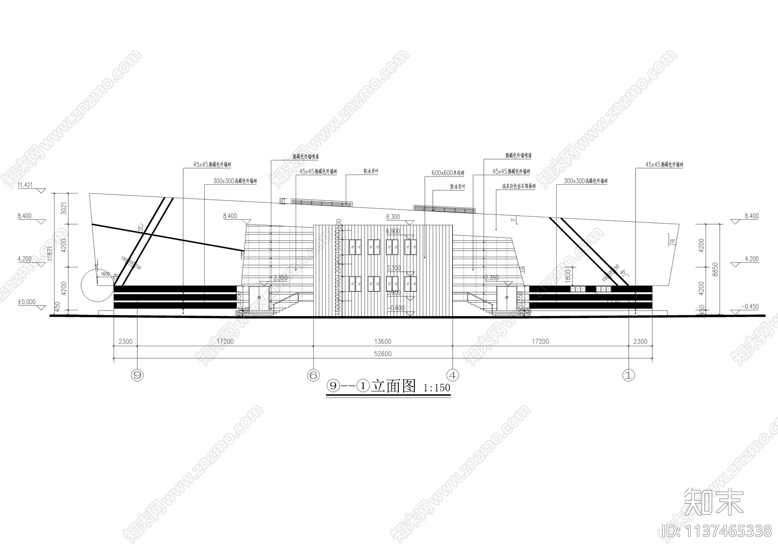 现代风格两层食堂建筑cad施工图下载【ID:1137465338】