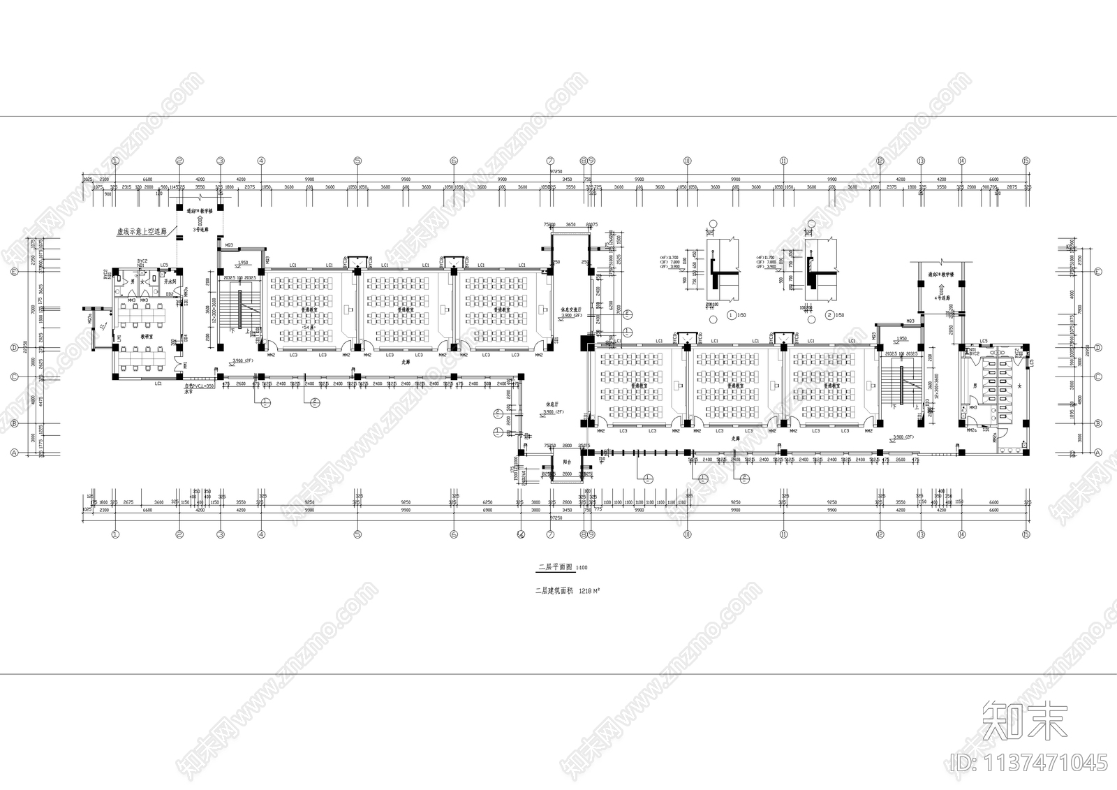 实验学校教学楼全套建筑cad施工图下载【ID:1137471045】