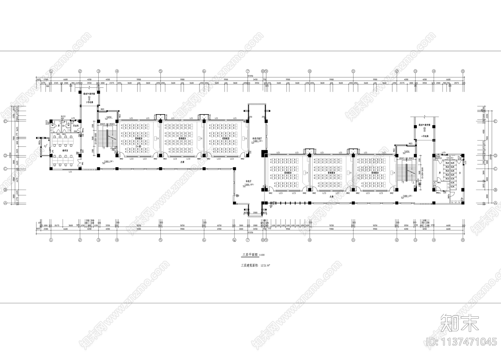 实验学校教学楼全套建筑cad施工图下载【ID:1137471045】