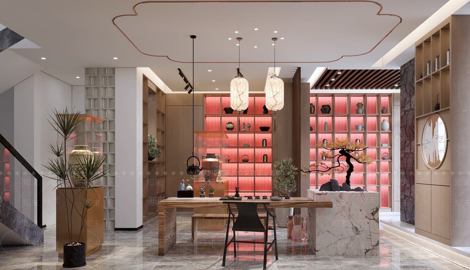 新中式陶瓷古玩店3D模型下载【ID:1137472856】