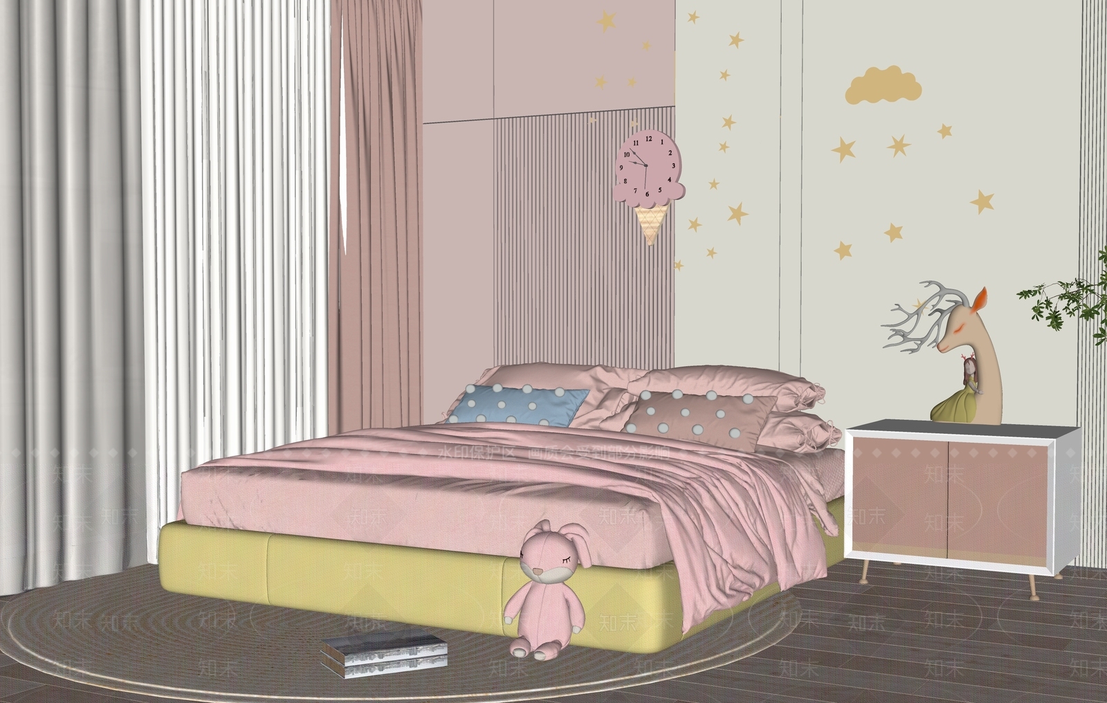 现代儿童床SU模型下载【ID:1137472890】
