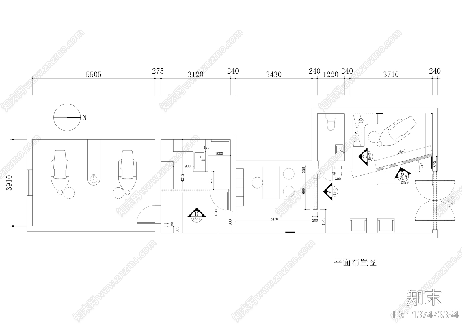 牙科诊所全套装修cad施工图下载【ID:1137473354】