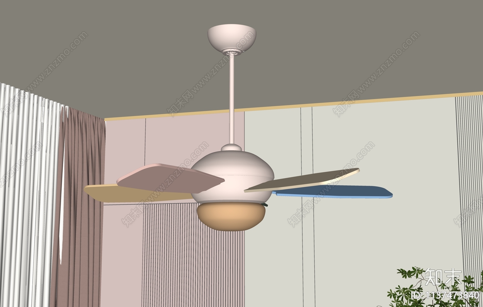 现代风扇灯SU模型下载【ID:1137473840】