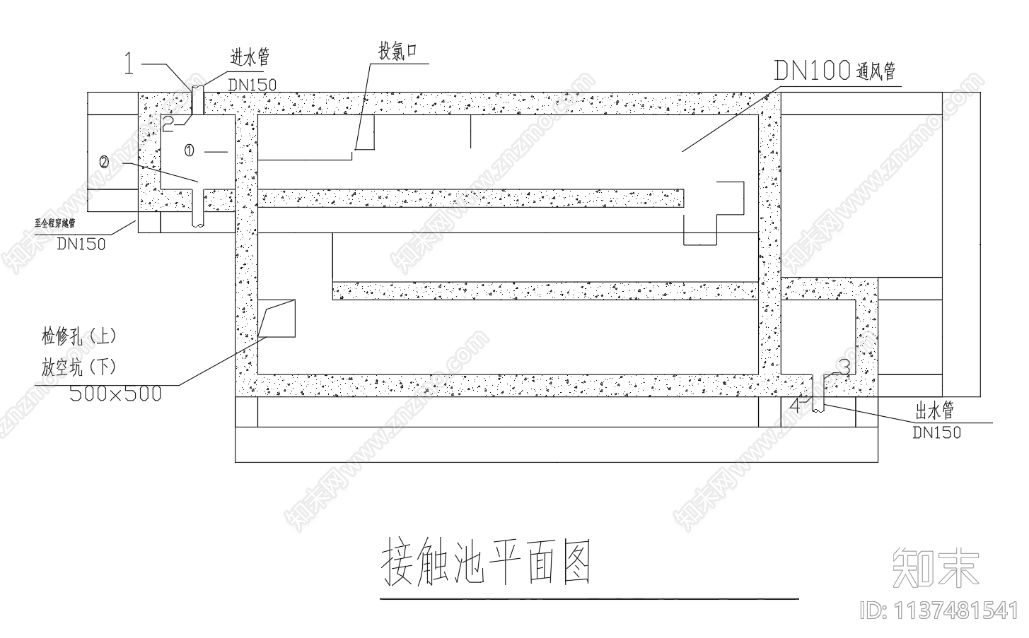 污水处理厂接触消毒池cad施工图下载【ID:1137481541】