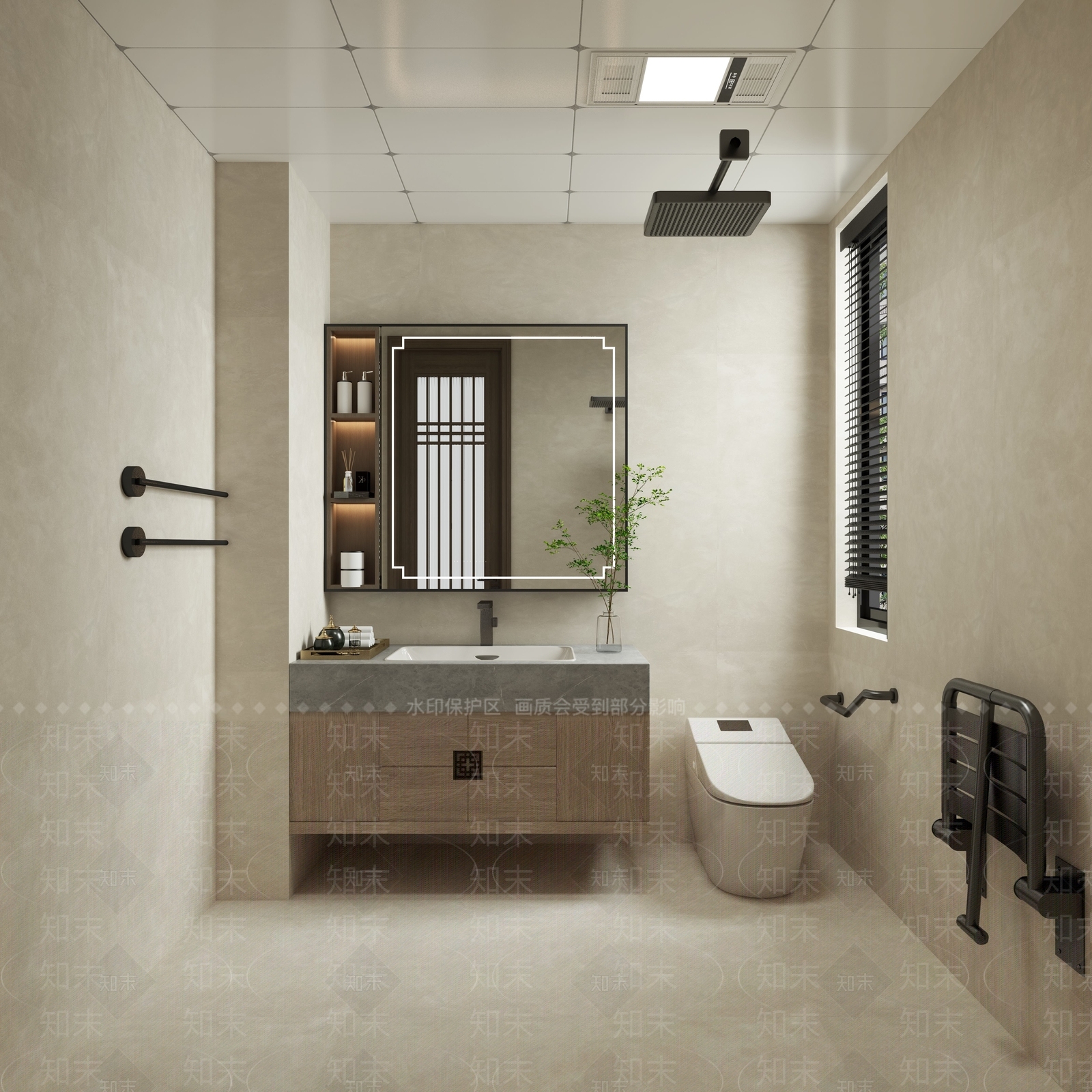 新中式无障碍卫生间3D模型下载【ID:1137483209】