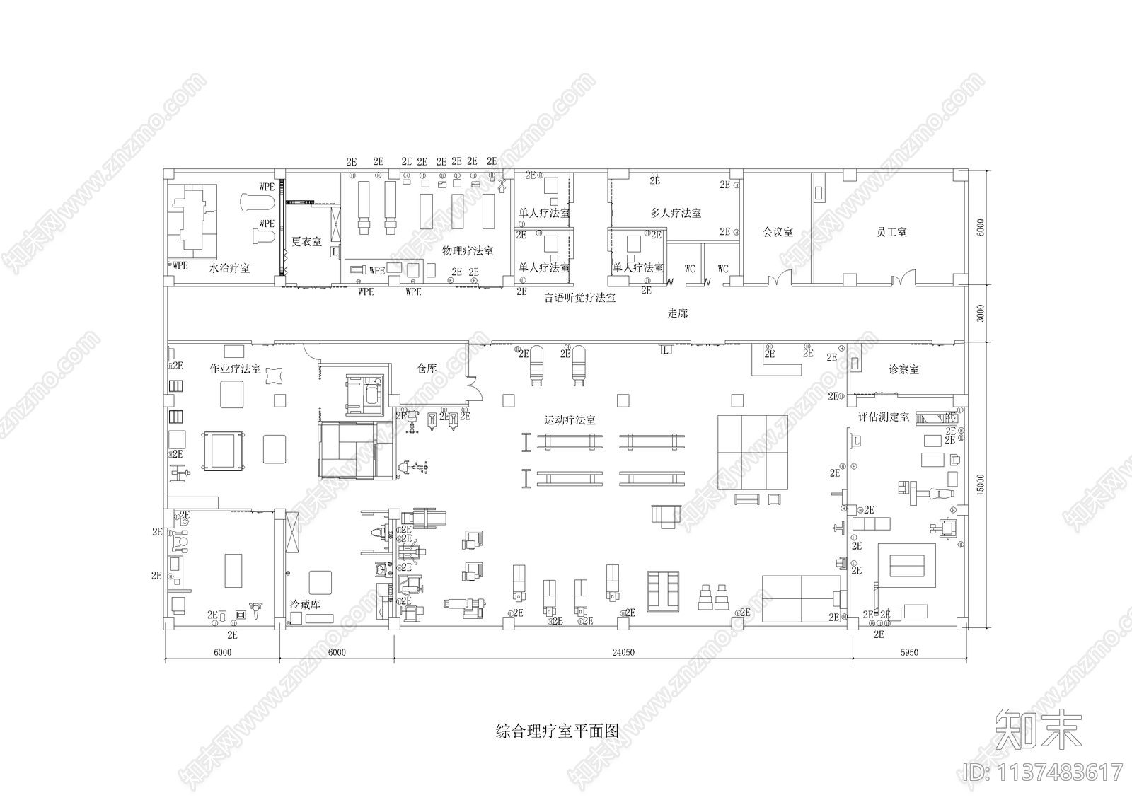 综合理疗室平面图cad施工图下载【ID:1137483617】