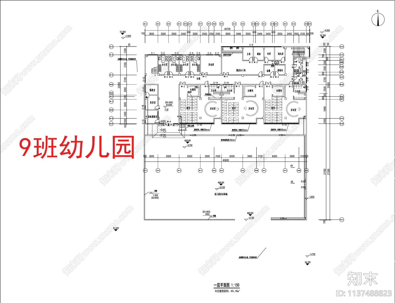 幼儿园建筑cad施工图下载【ID:1137488823】