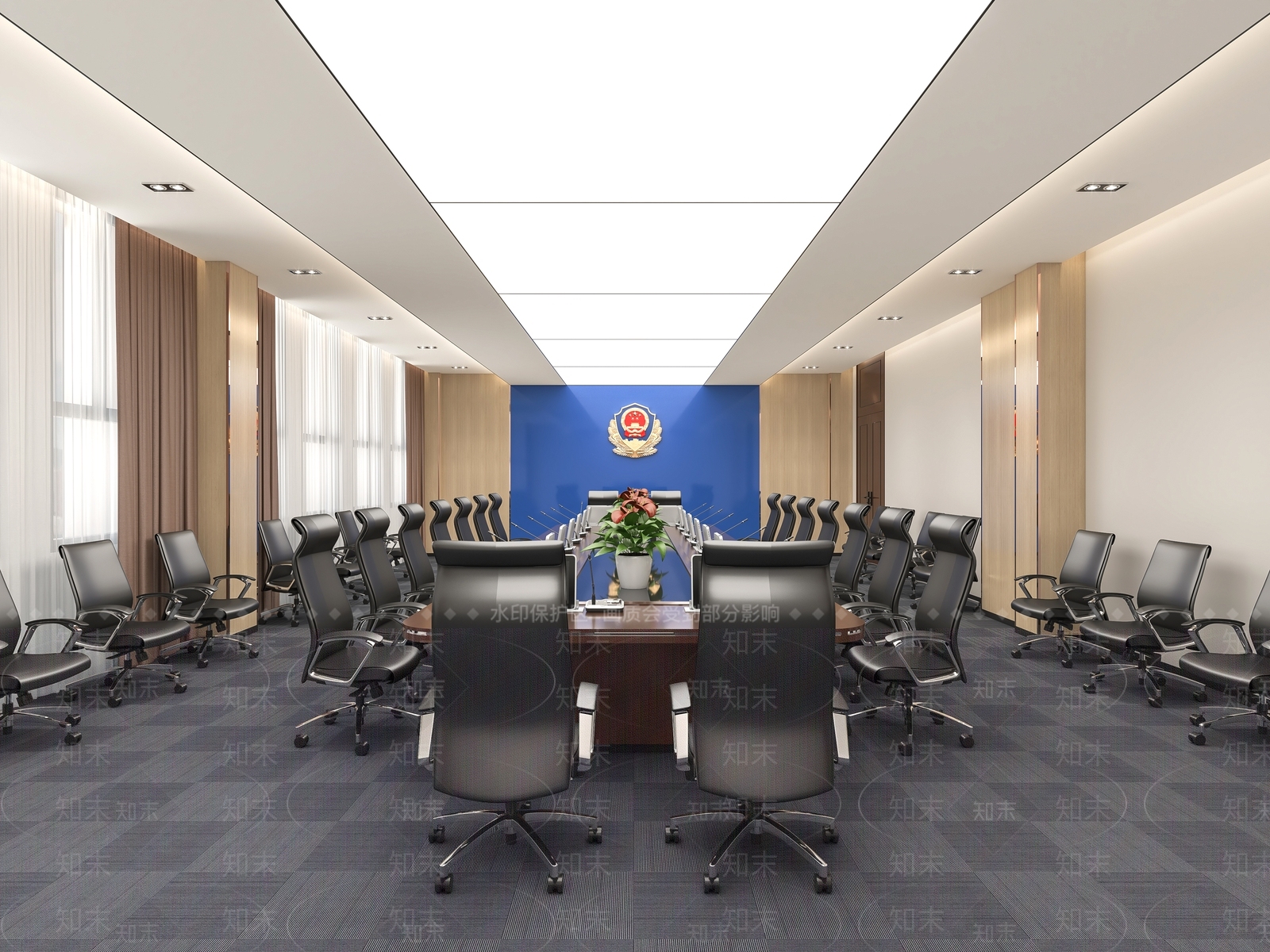 现代党建会议室3D模型下载【ID:1137490538】