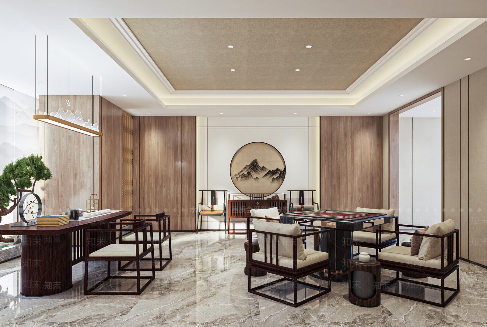 新中式棋牌室包厢SU模型下载【ID:1137498677】