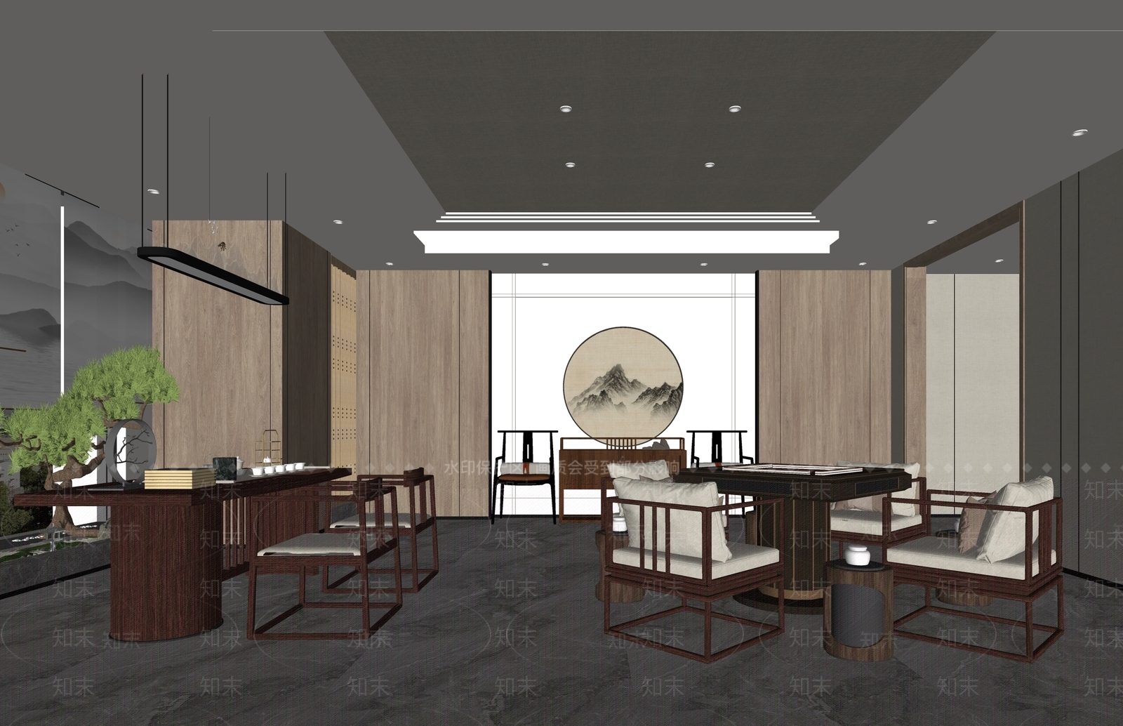 新中式棋牌室包厢SU模型下载【ID:1137498677】