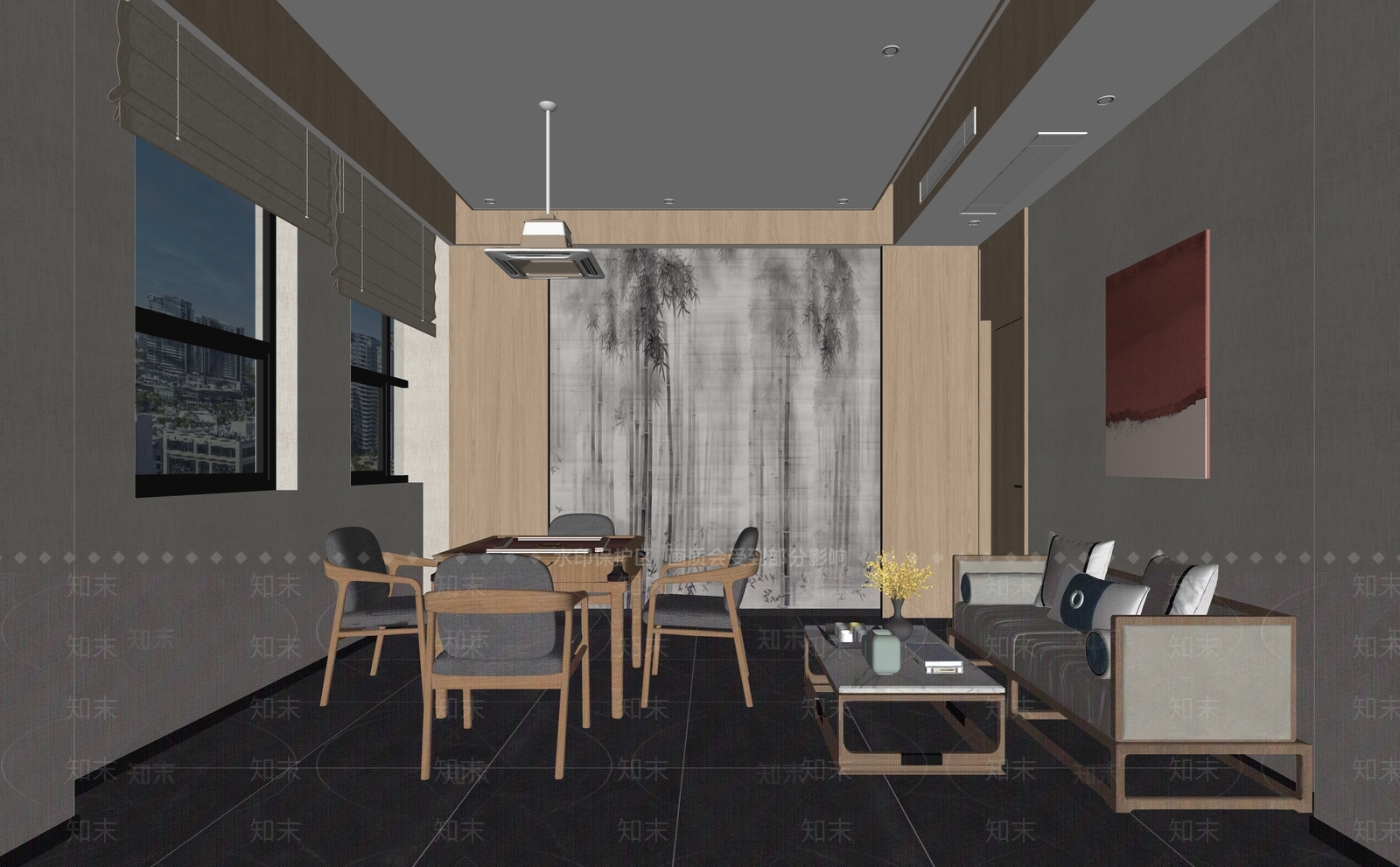 新中式棋牌室包厢SU模型下载【ID:1137498918】