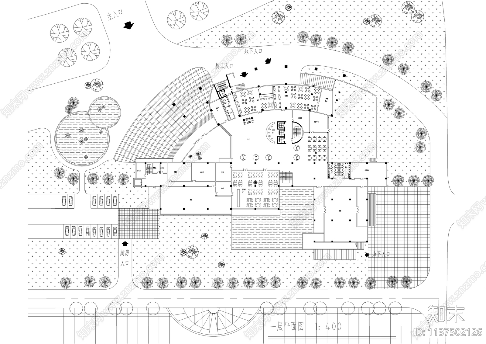 某大学科技交流中心建筑cad施工图下载【ID:1137502126】