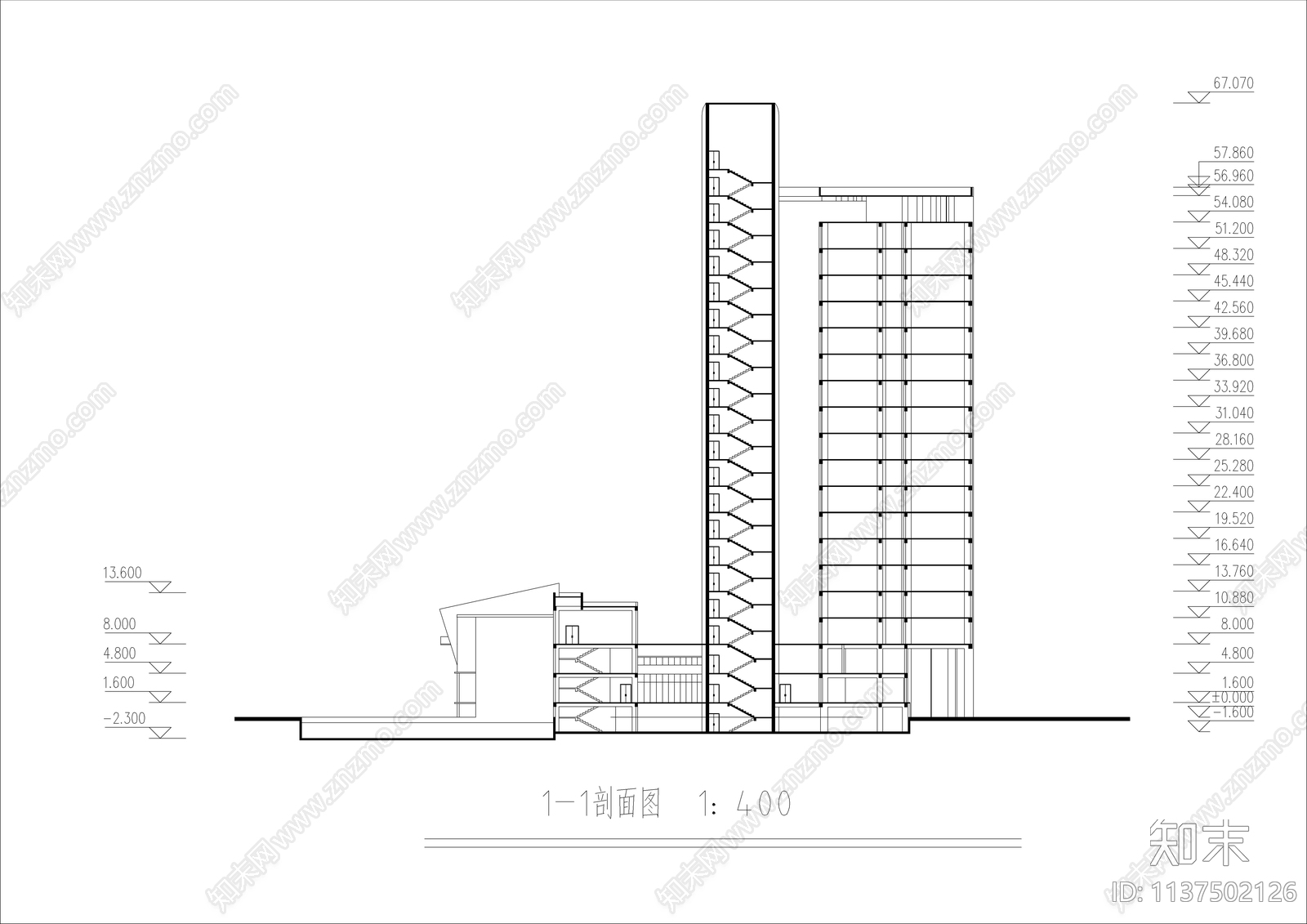 某大学科技交流中心建筑cad施工图下载【ID:1137502126】