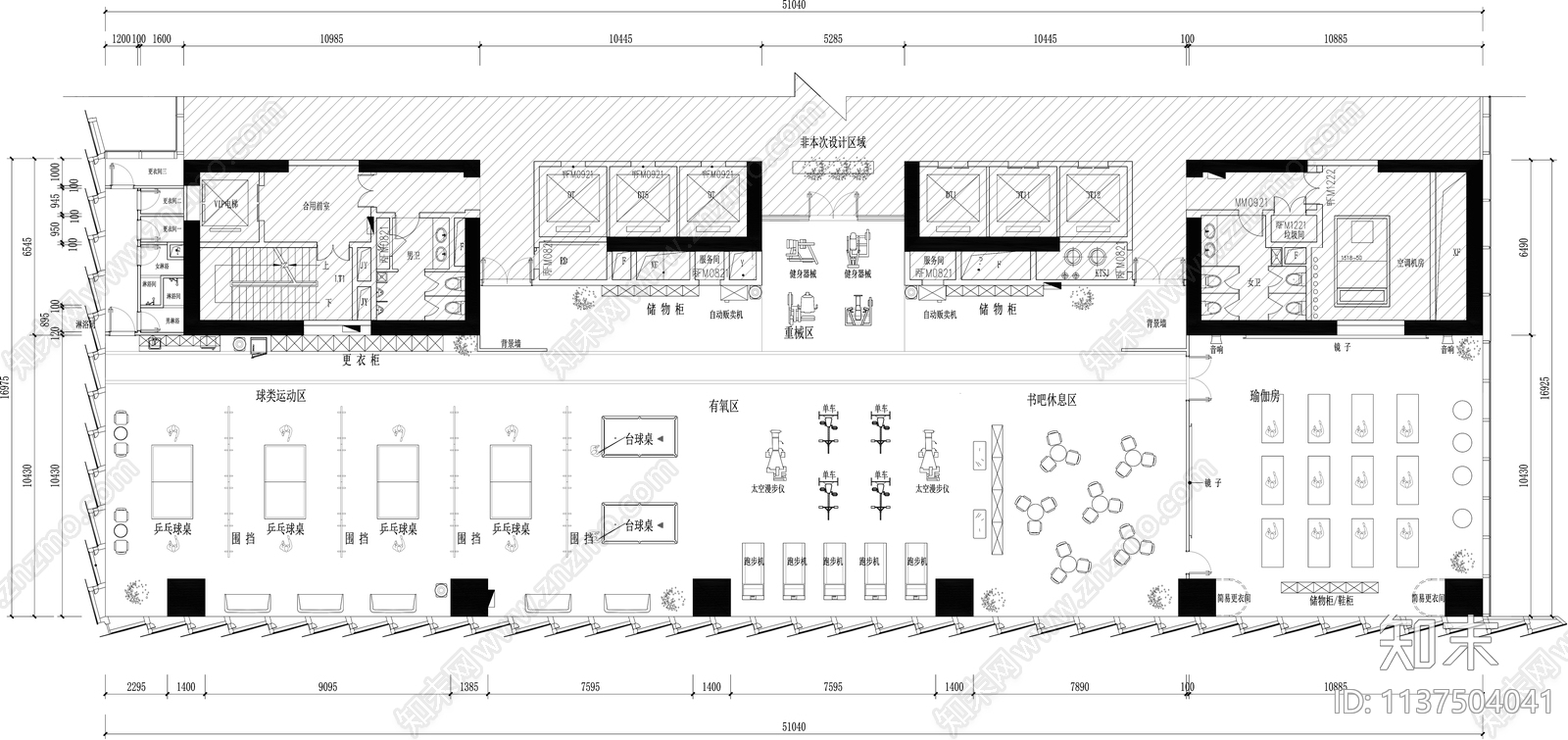 健身房平面图施工图下载【ID:1137504041】
