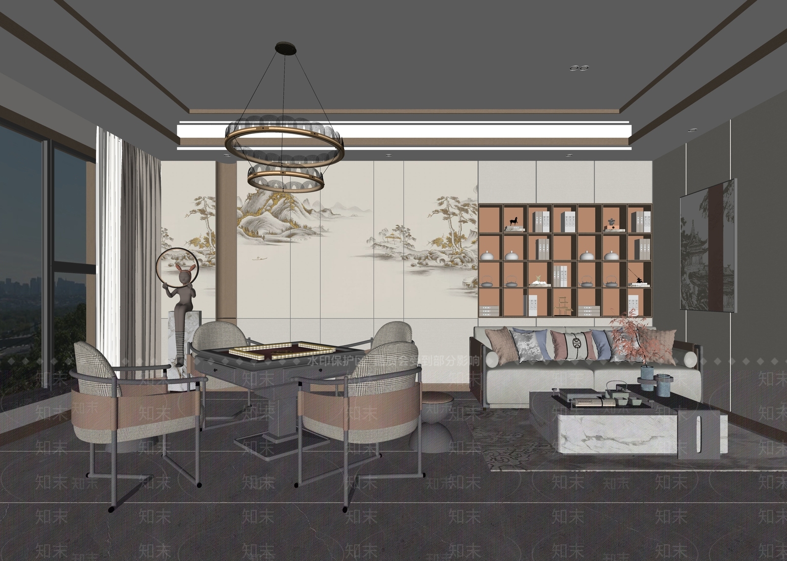 新中式棋牌室包厢SU模型下载【ID:1137506227】