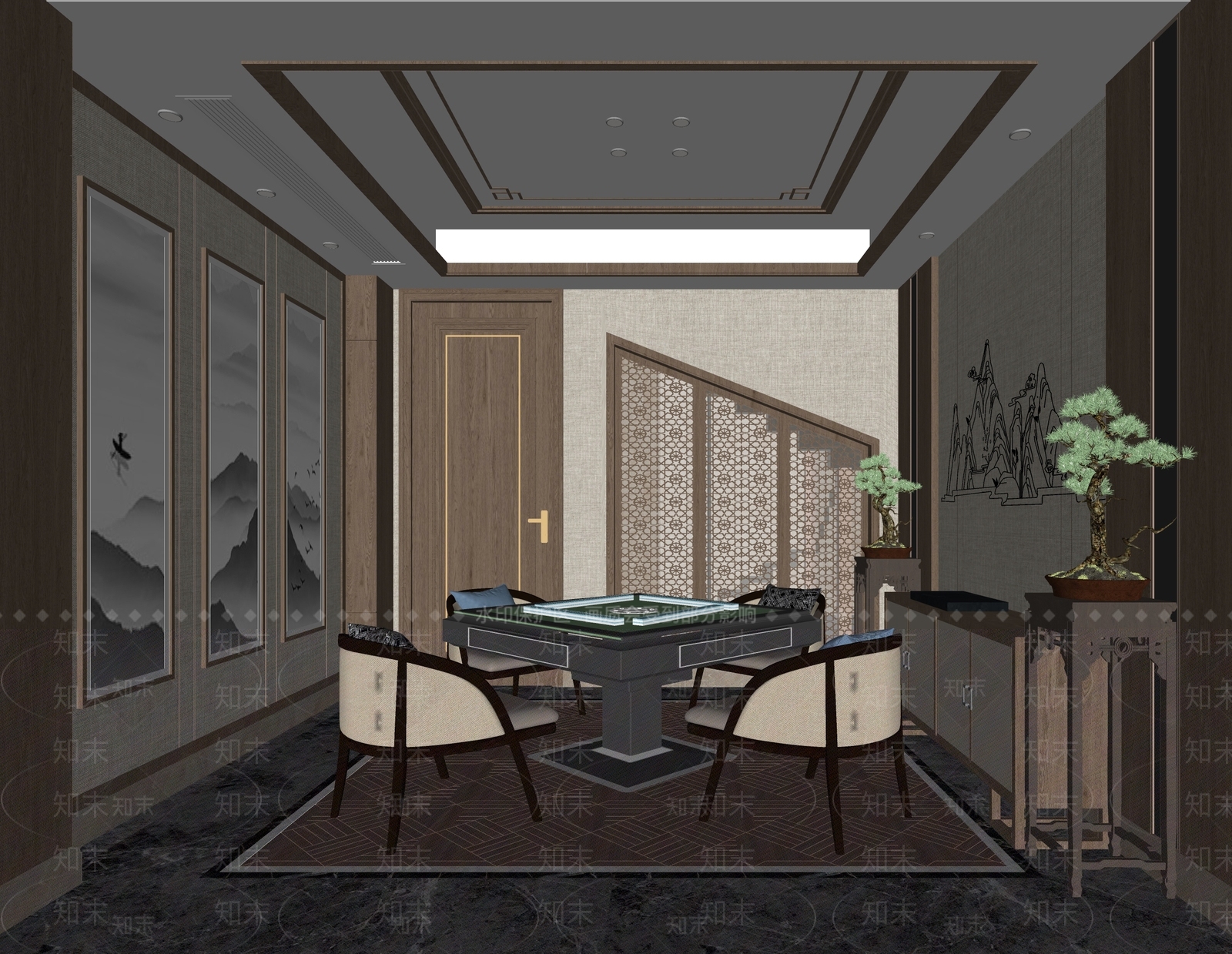 新中式棋牌室包厢SU模型下载【ID:1137505707】
