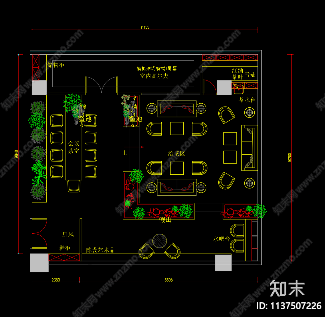 私人休闲会所平面图cad施工图下载【ID:1137507226】