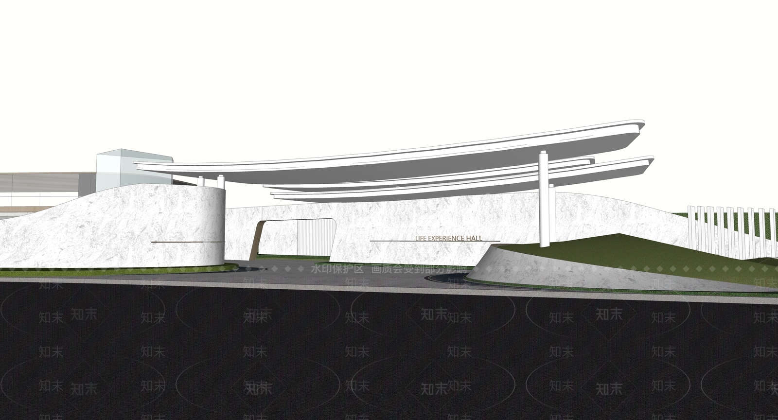 现代展示区入口大门SU模型下载【ID:1137515132】