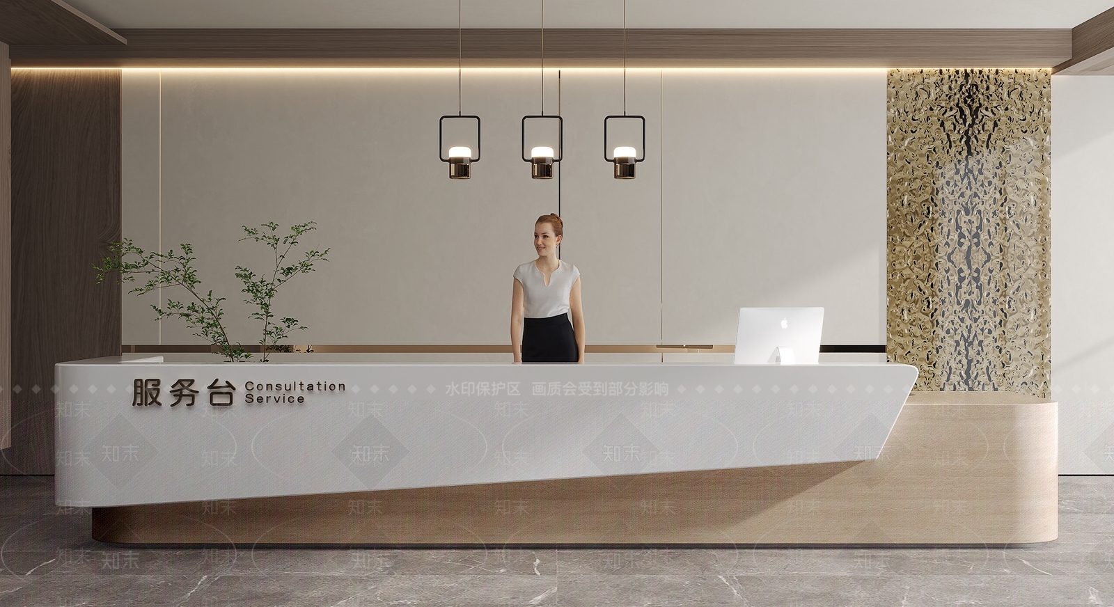 现代服务前台SU模型下载【ID:1138496439】