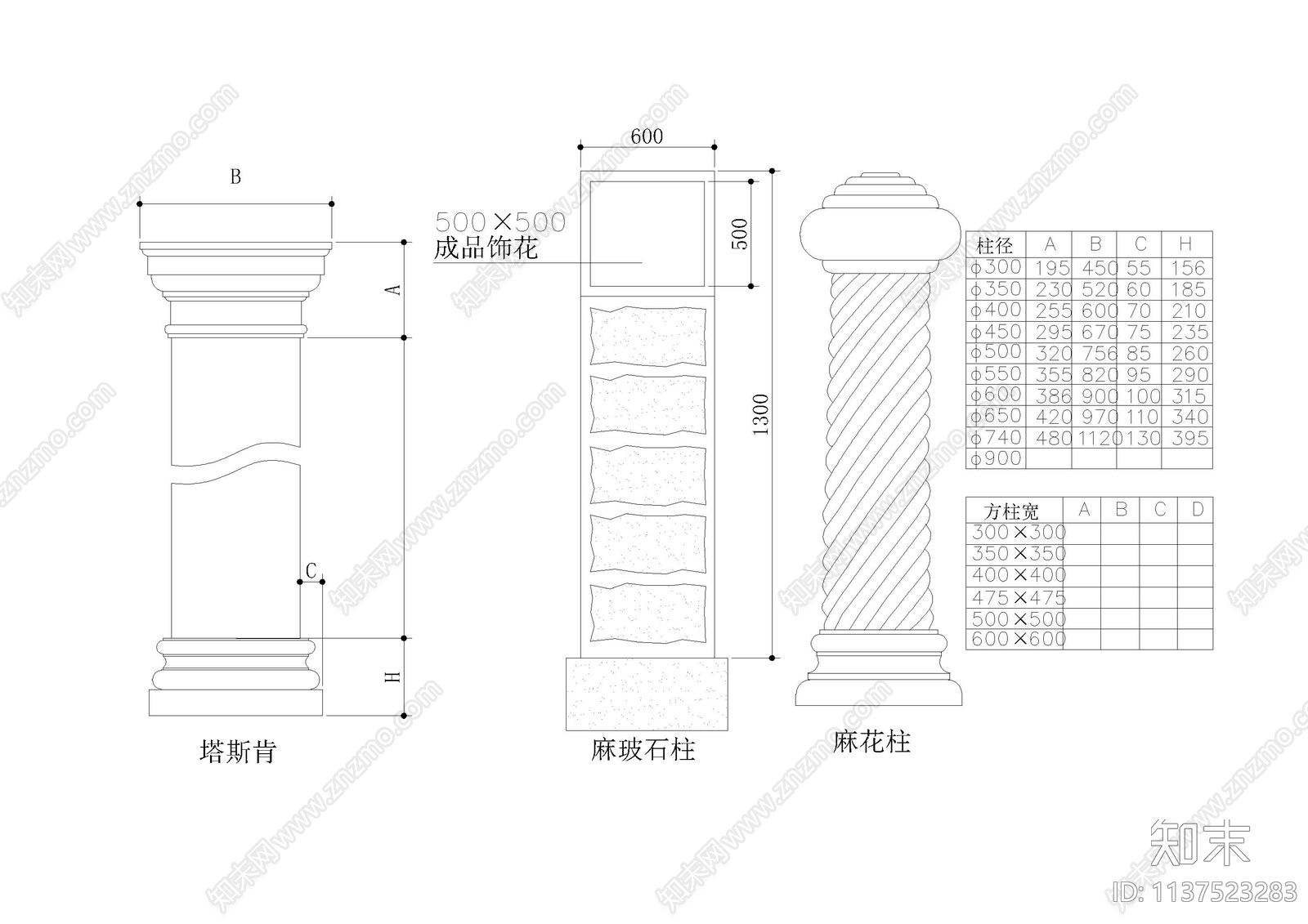 28类欧式柱详图cad施工图下载【ID:1137523283】