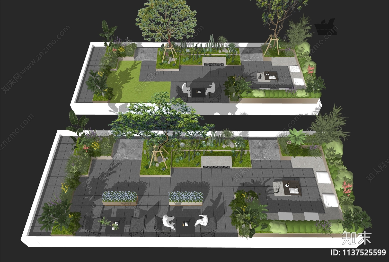 现代屋顶花园SU模型下载【ID:1137525599】_知末su模型网