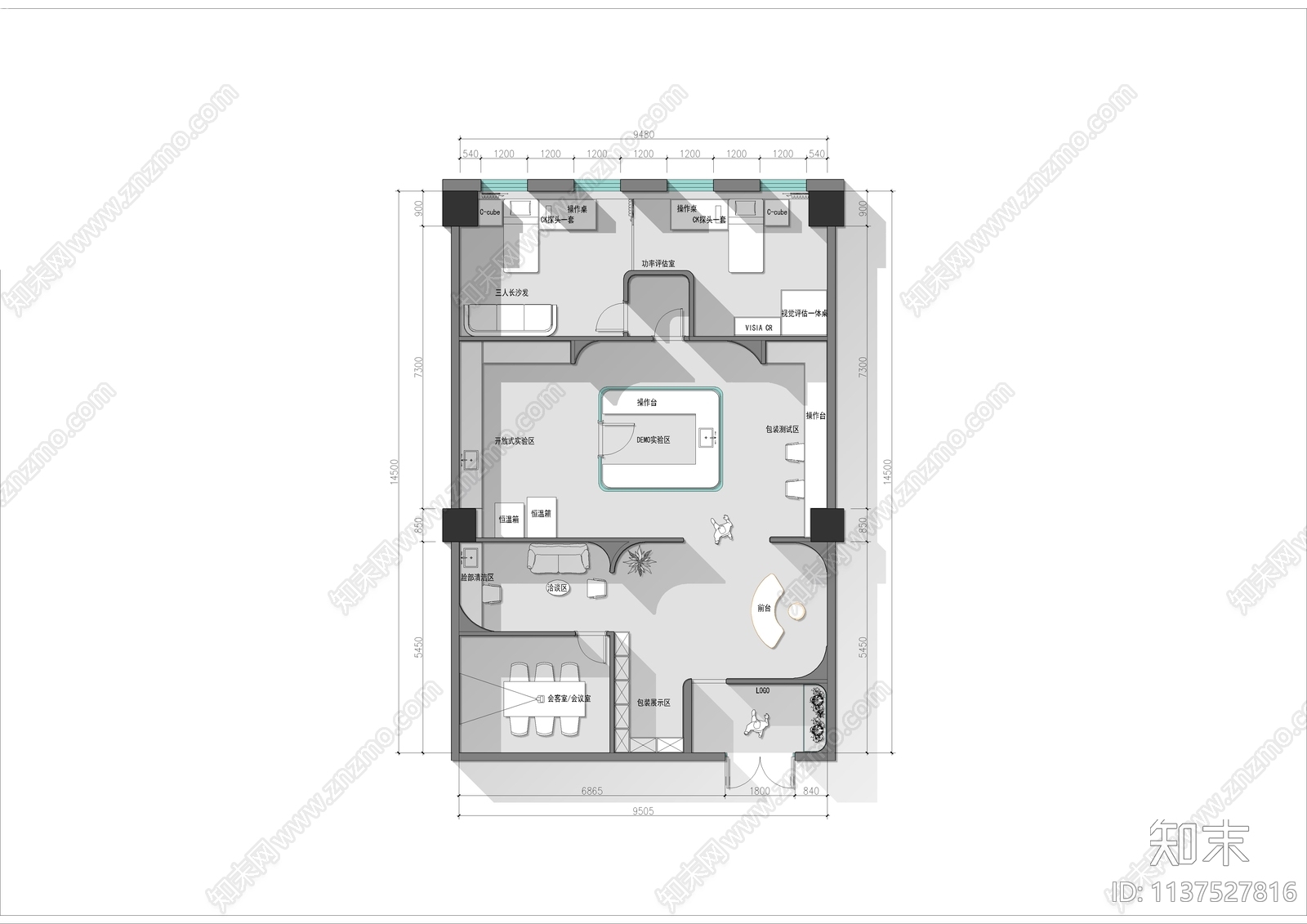 实验室平面布置图cad施工图下载【ID:1137527816】