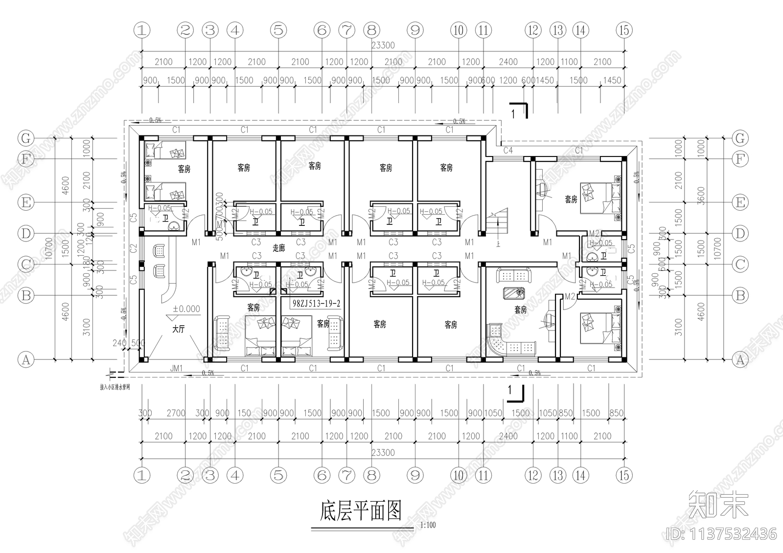 青年单身公寓全套建筑cad施工图下载【ID:1137532436】