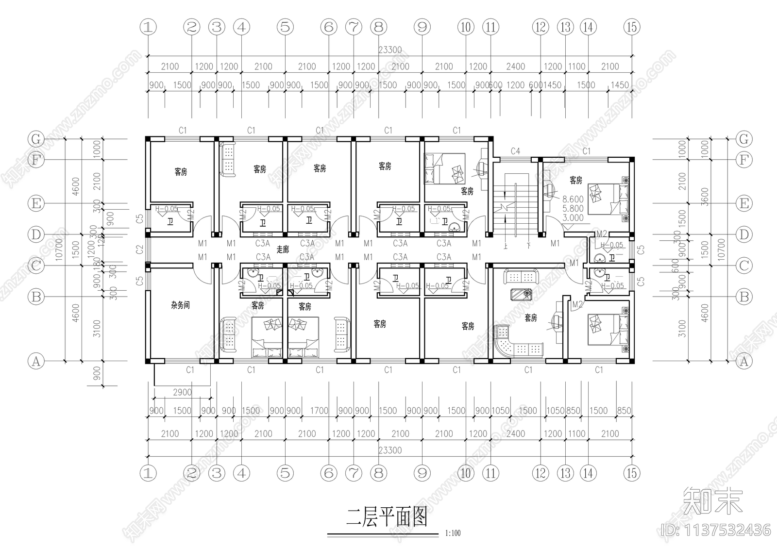 青年单身公寓全套建筑cad施工图下载【ID:1137532436】