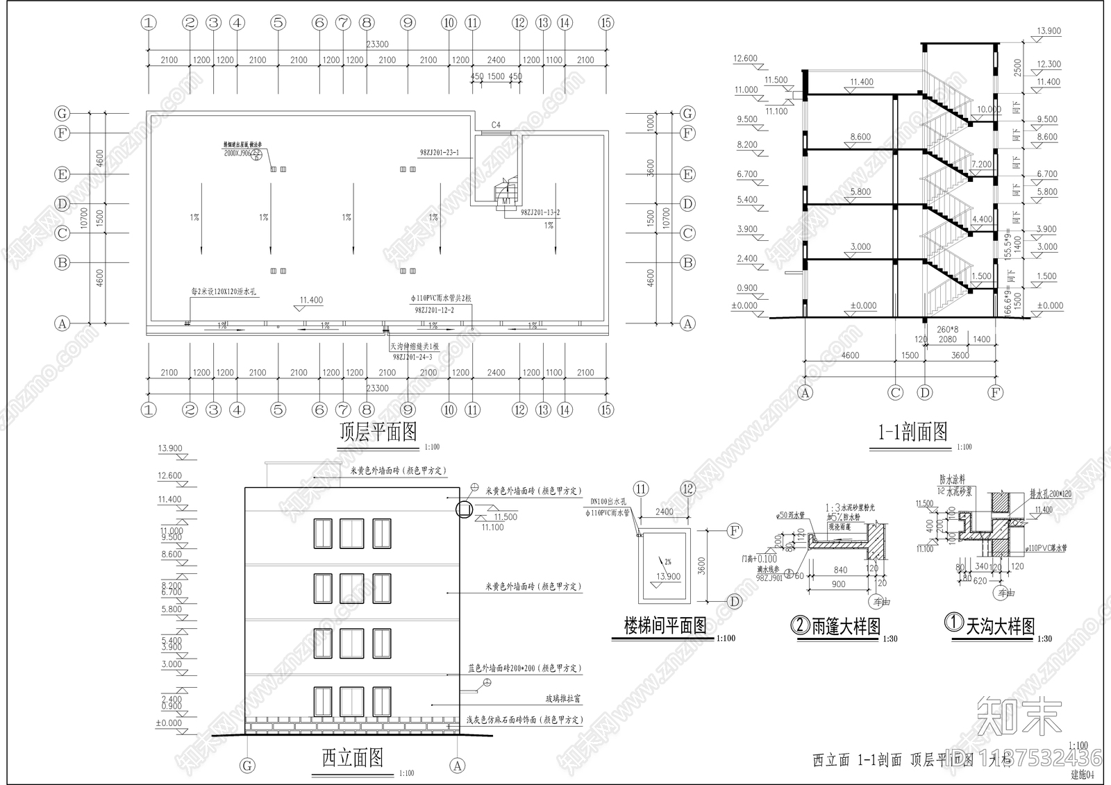 青年单身公寓全套建筑cad施工图下载【ID:1137532436】