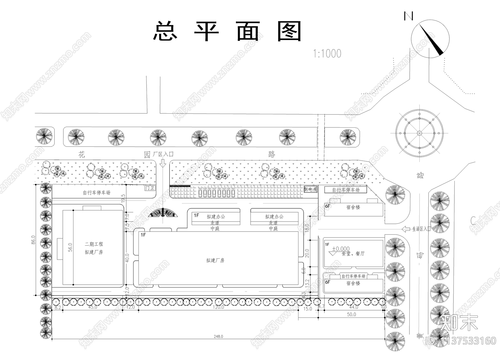 一层职工餐厅全套建筑cad施工图下载【ID:1137533160】