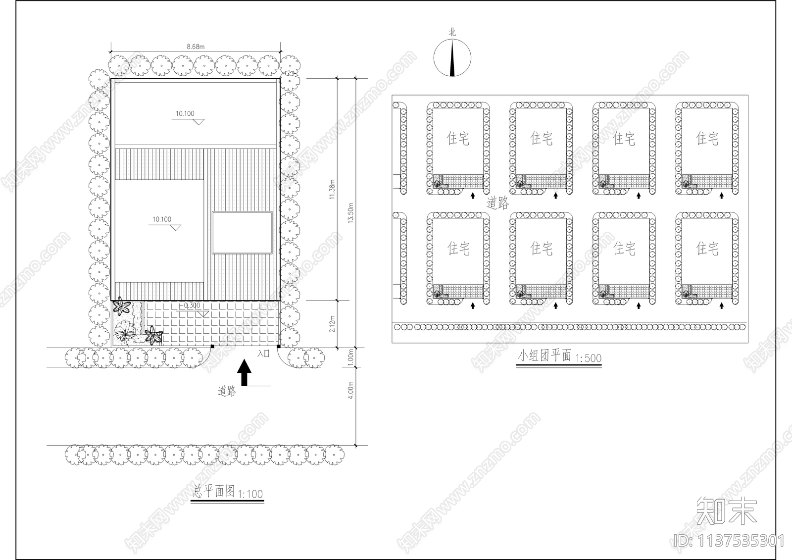 三层新农村别墅全套建筑cad施工图下载【ID:1137535301】