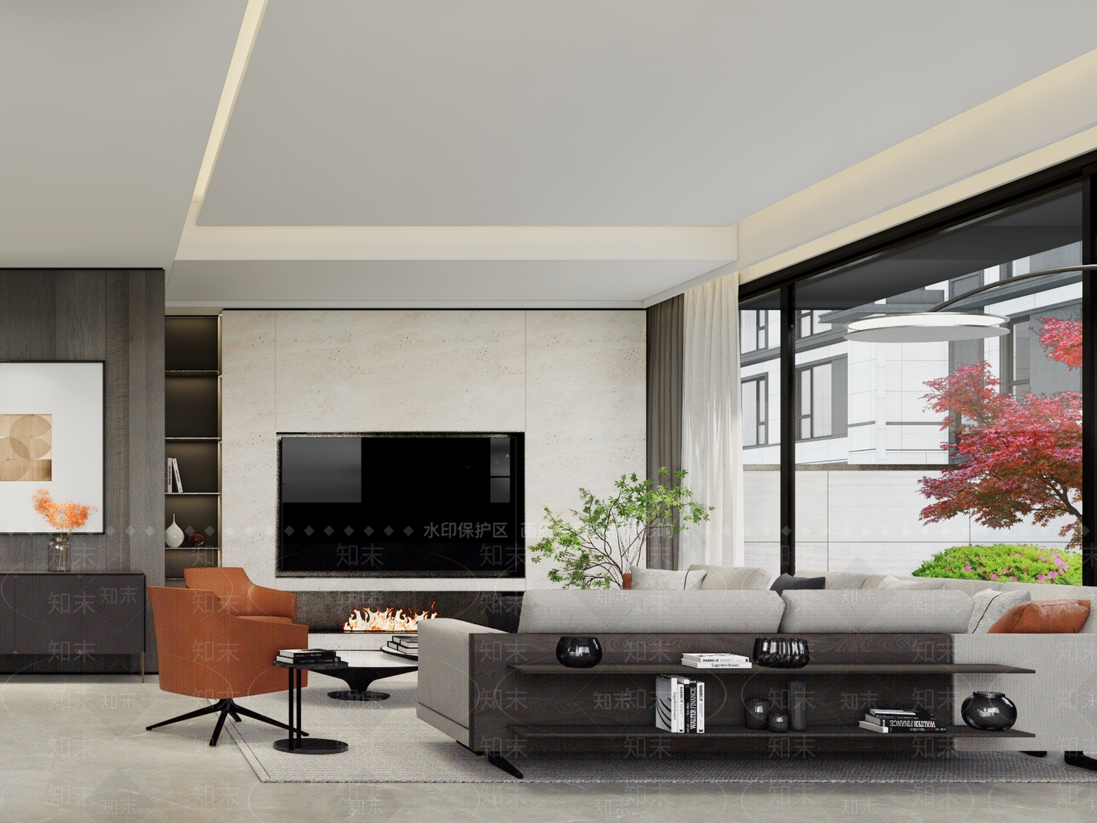 现代别墅客厅SU模型下载【ID:1137535694】