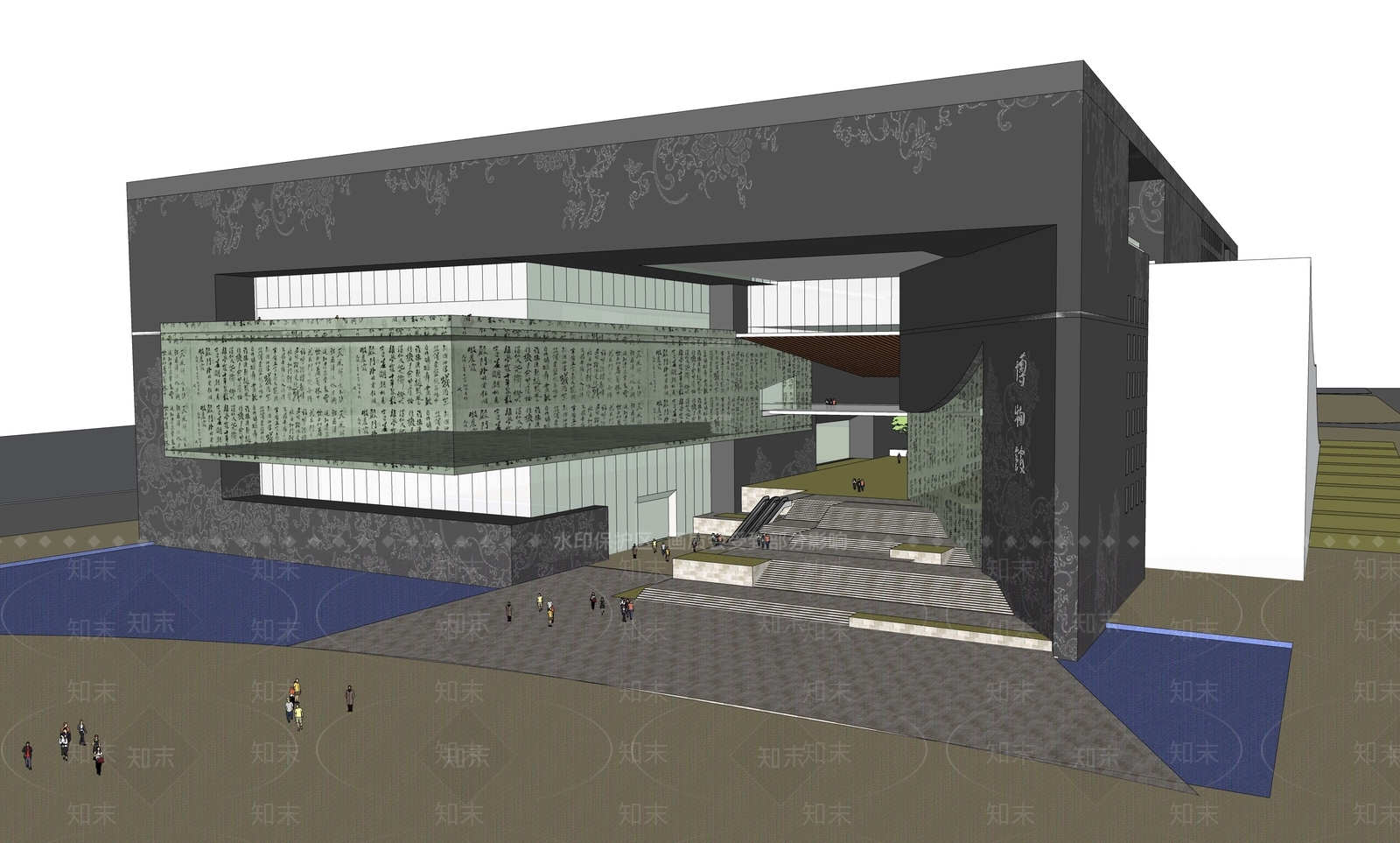 现代博物馆建筑SU模型下载【ID:1137537923】