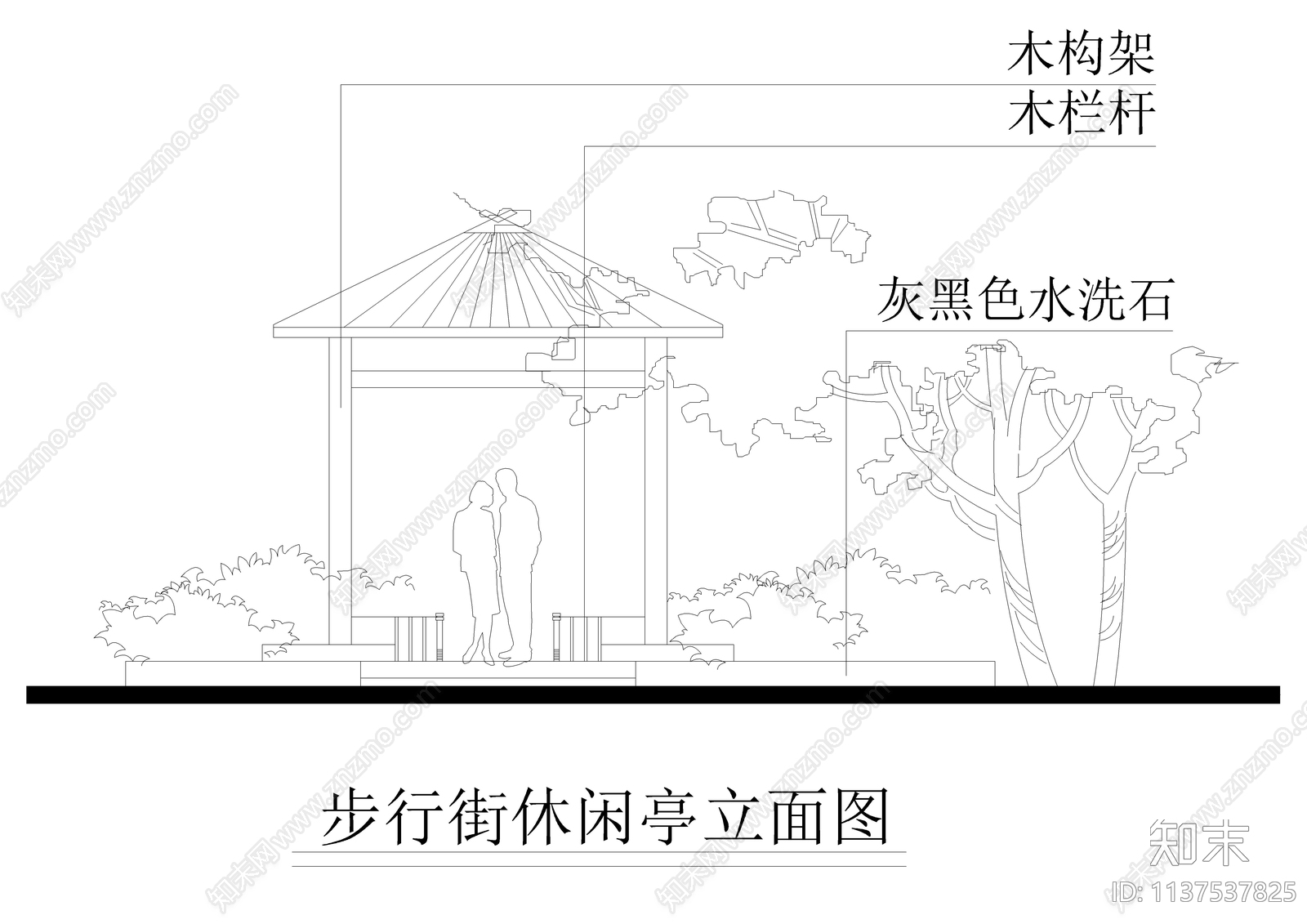 商业步行街景观设计平立面图cad施工图下载【ID:1137537825】