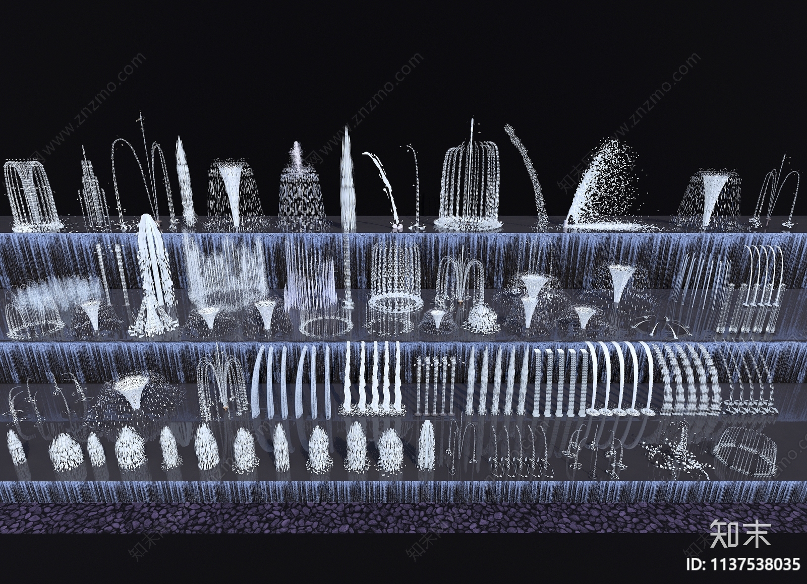 现代喷泉SU模型下载【ID:1137538035】