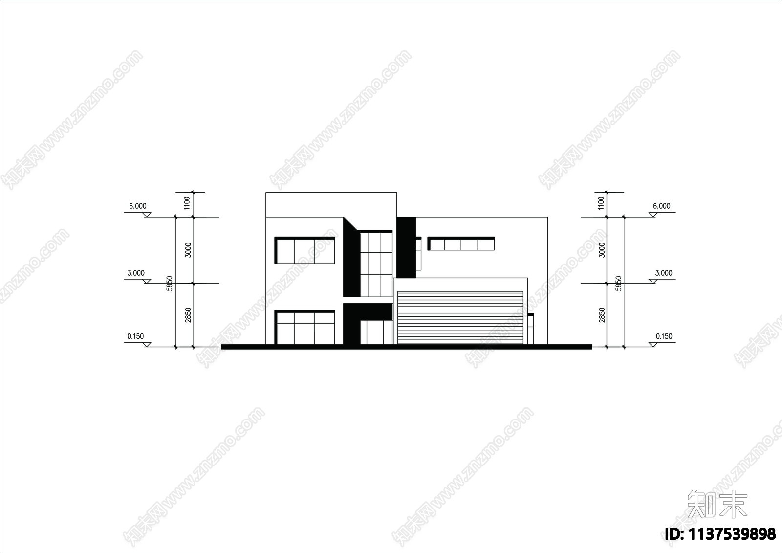 别墅建筑cad施工图下载【ID:1137539898】