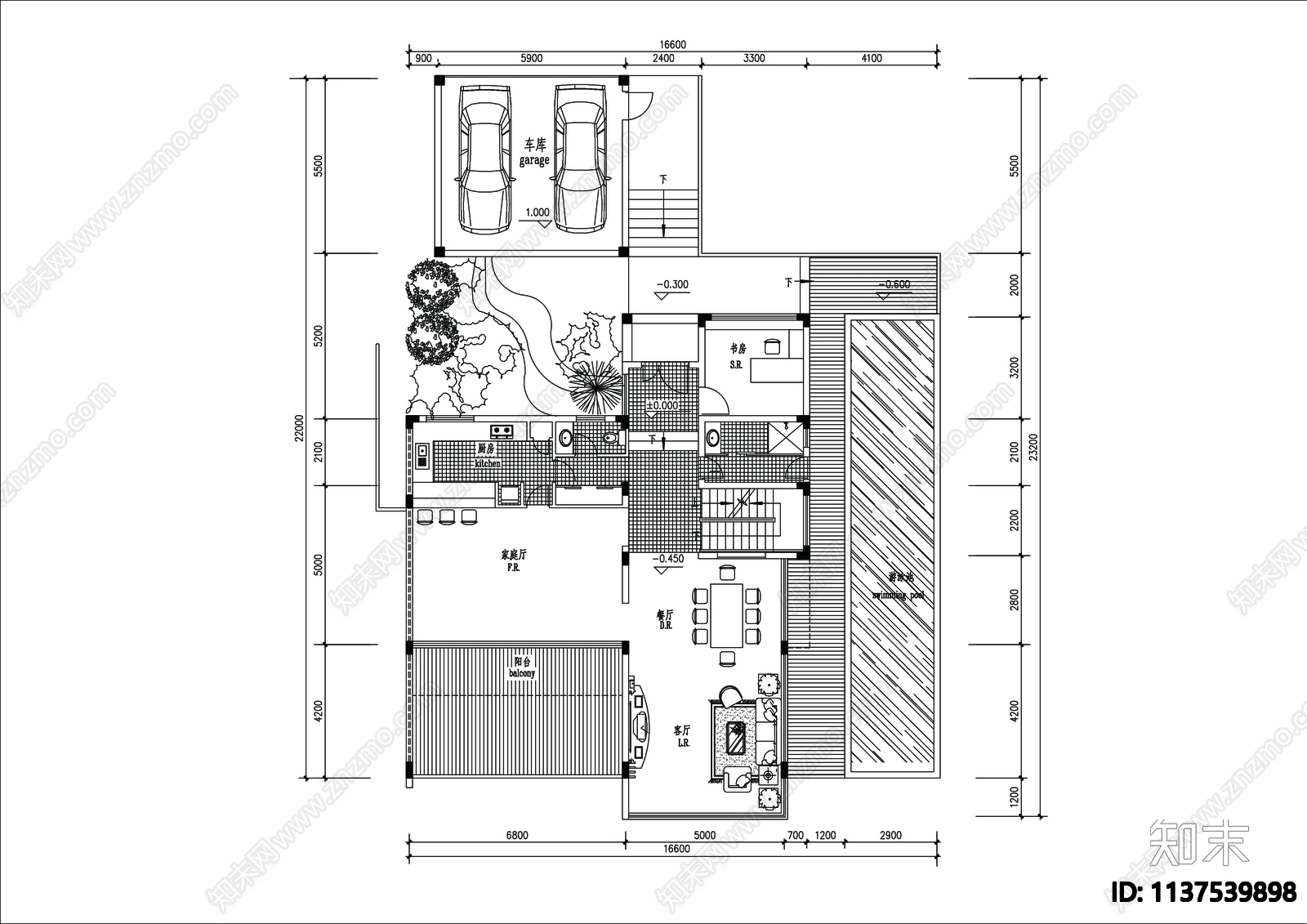 别墅建筑cad施工图下载【ID:1137539898】