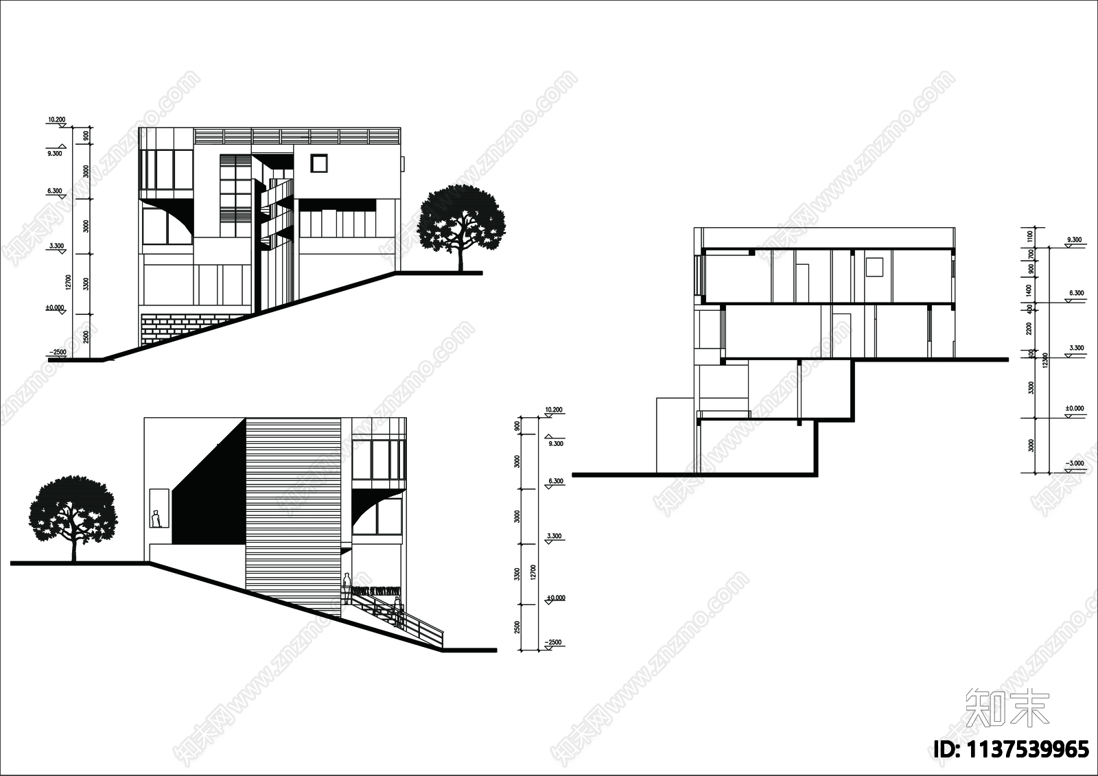 别墅建筑cad施工图下载【ID:1137539965】