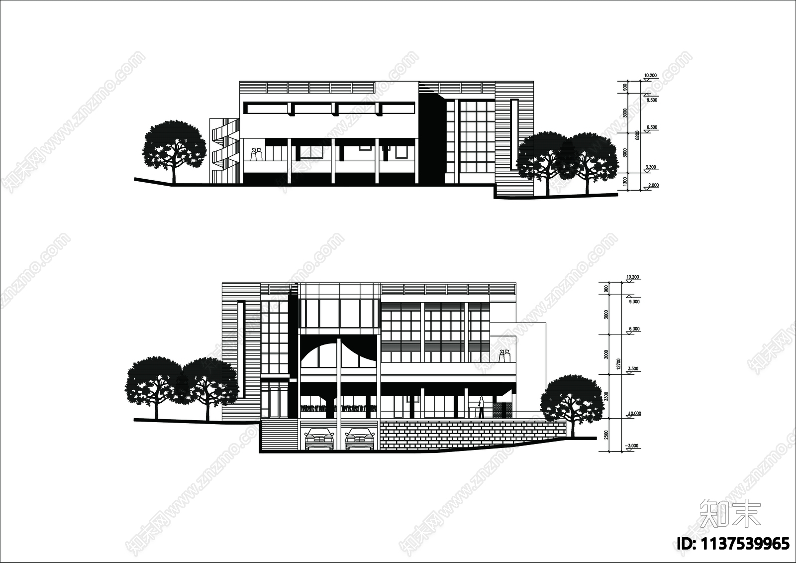 别墅建筑cad施工图下载【ID:1137539965】