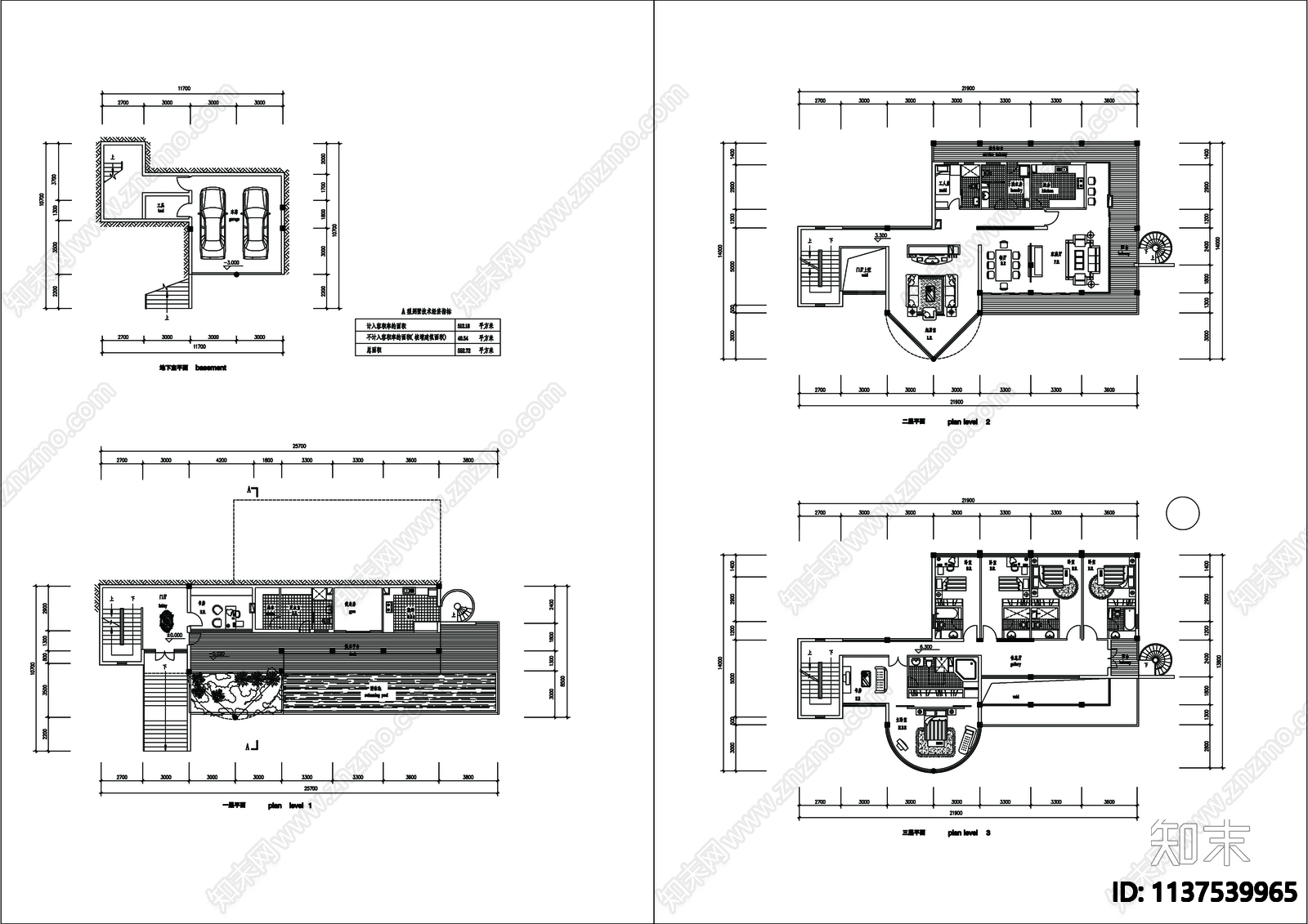 别墅建筑cad施工图下载【ID:1137539965】