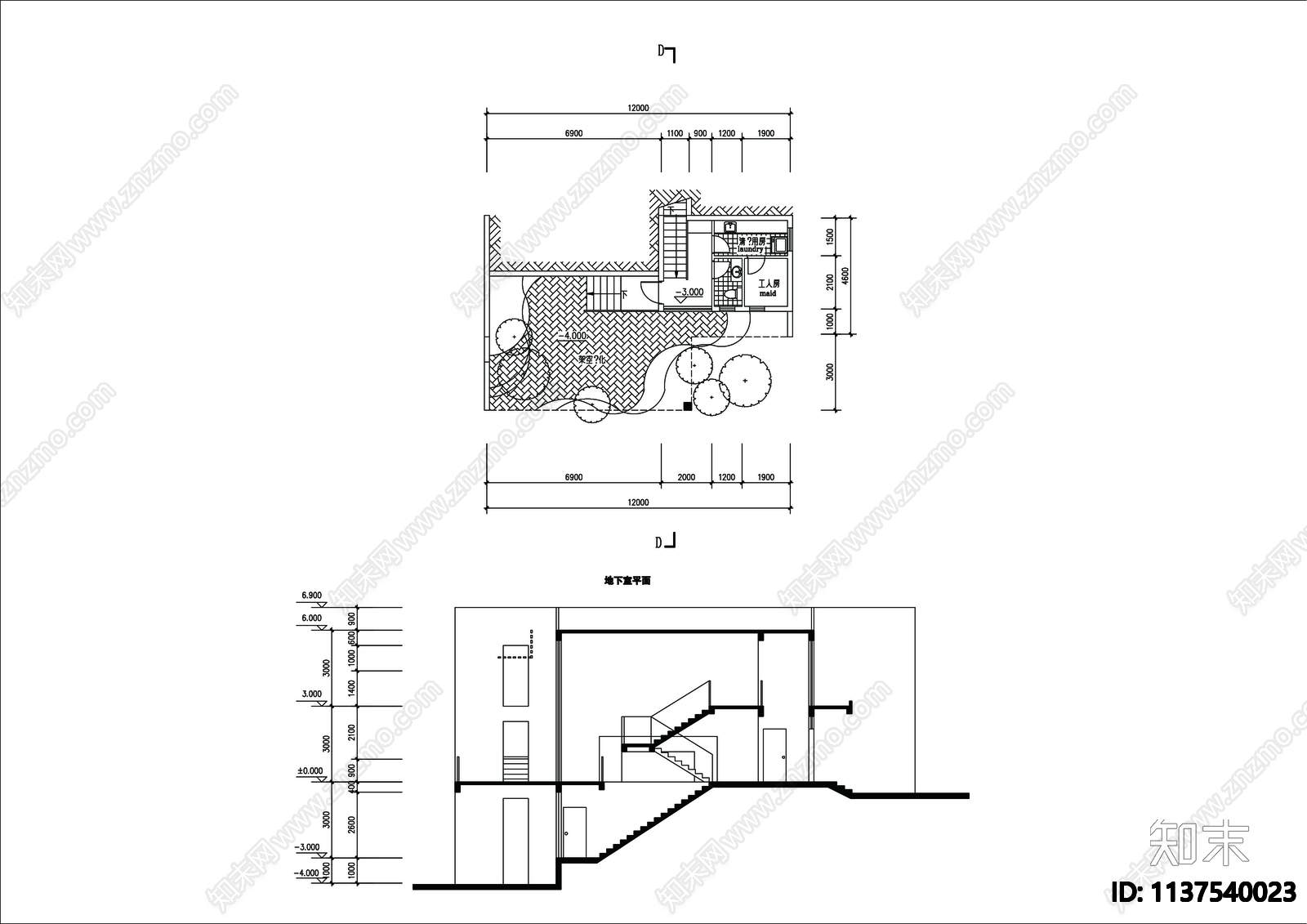 别墅建筑cad施工图下载【ID:1137540023】