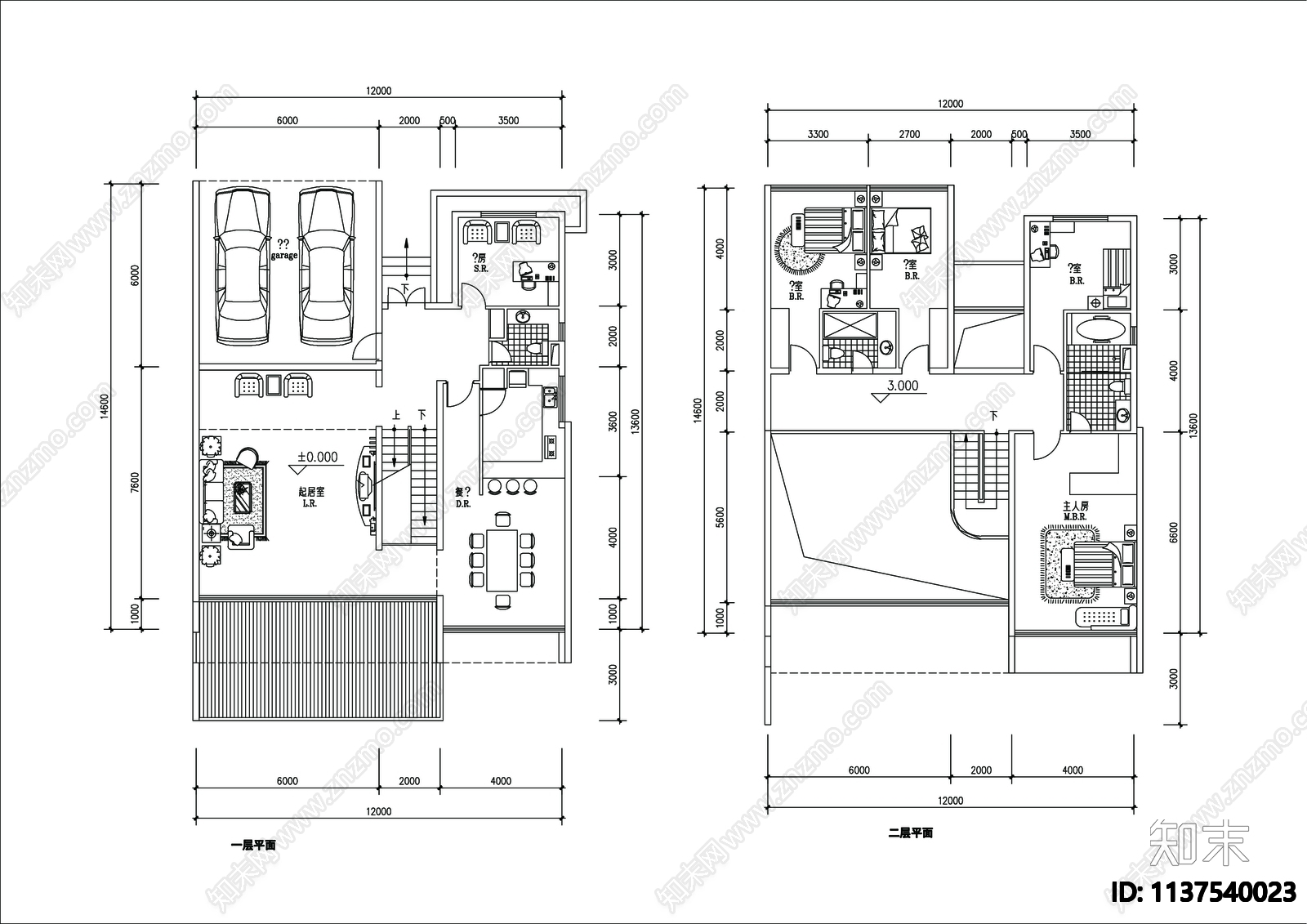 别墅建筑cad施工图下载【ID:1137540023】